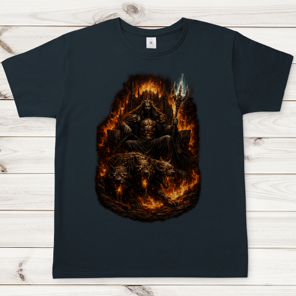 Herren T-Shirt Dämonenkönig auf feurigem Thron