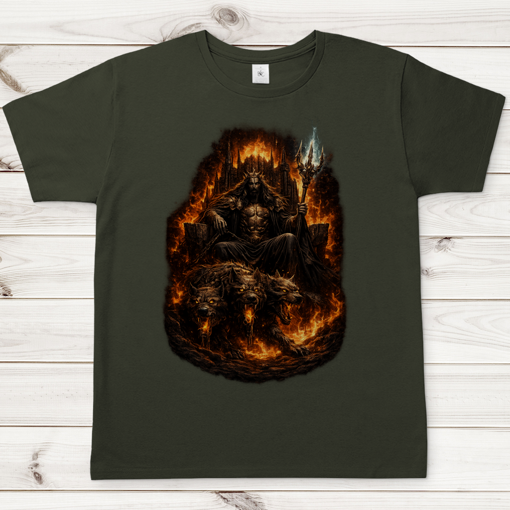 Herren T-Shirt Dämonenkönig auf feurigem Thron