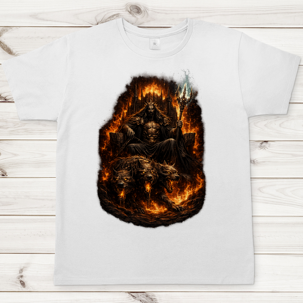 Herren T-Shirt Dämonenkönig auf feurigem Thron