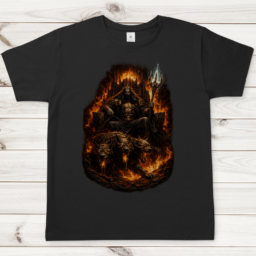 Herren T-Shirt Dämonenkönig auf feurigem Thron
