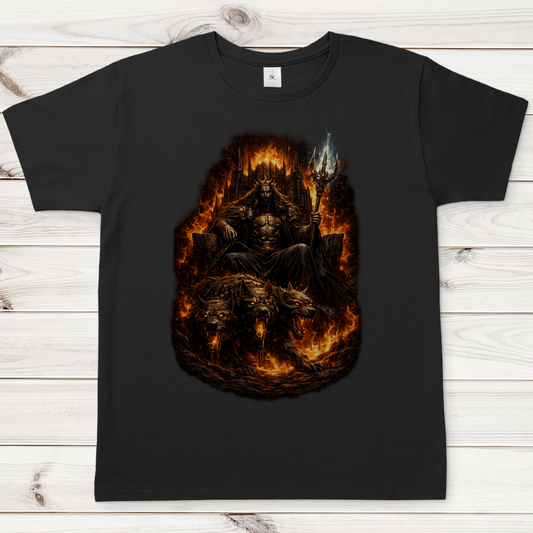 Herren T-Shirt Dämonenkönig auf feurigem Thron