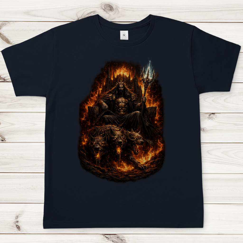 Herren T-Shirt Dämonenkönig auf feurigem Thron