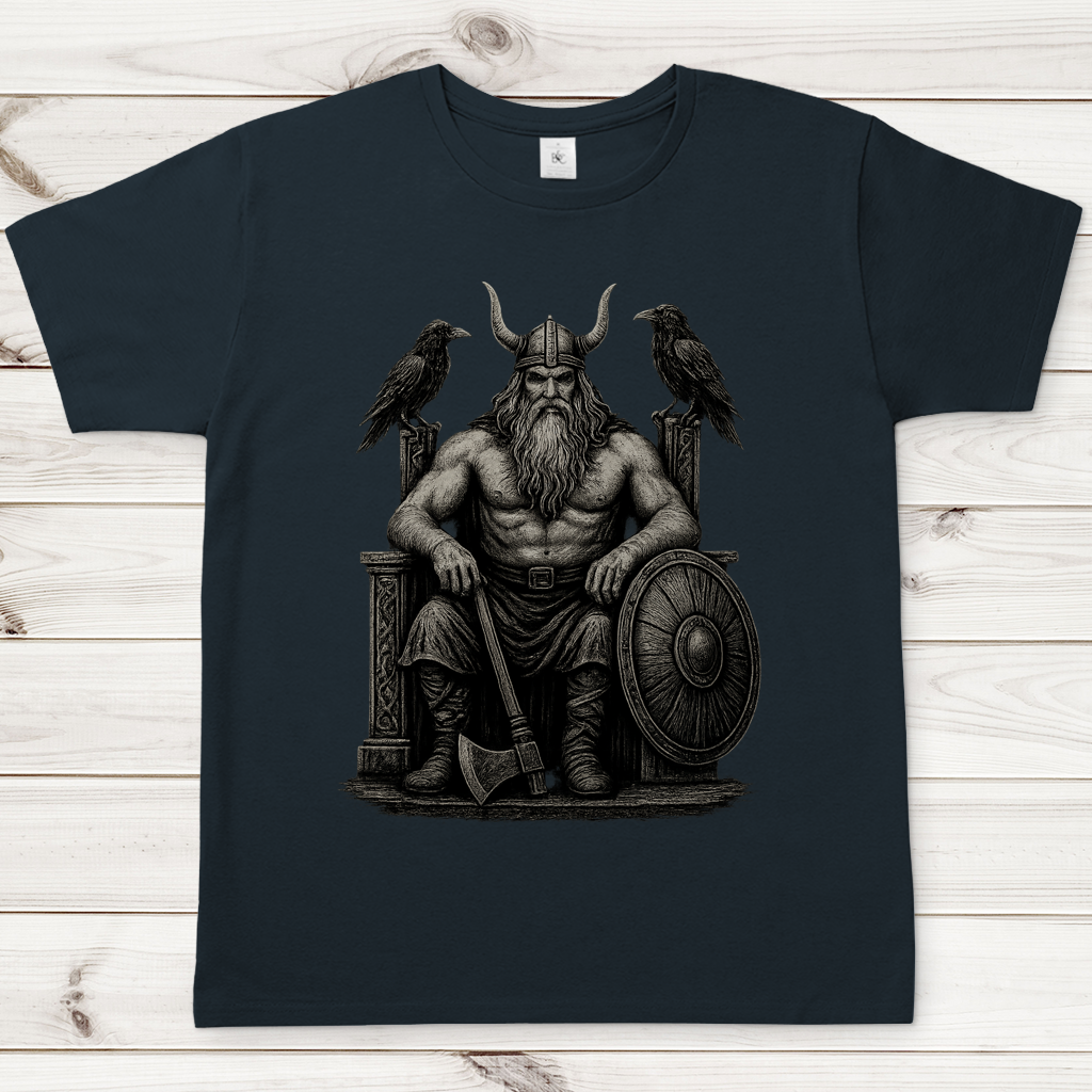 Herren T-Shirt Odin auf seinem steinernen Thron