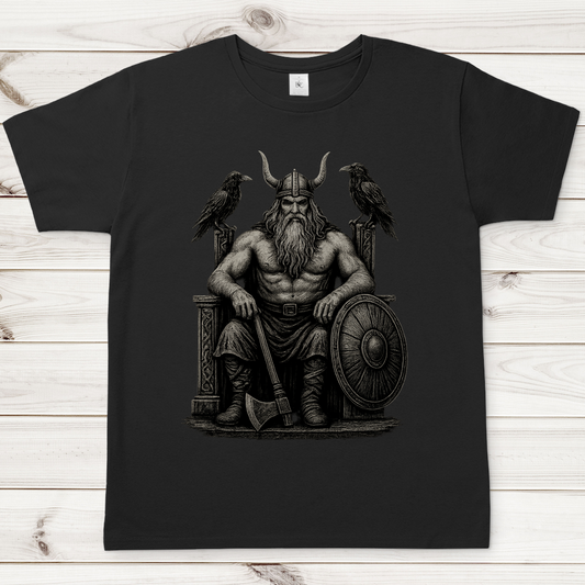 Herren T-Shirt Odin auf seinem steinernen Thron