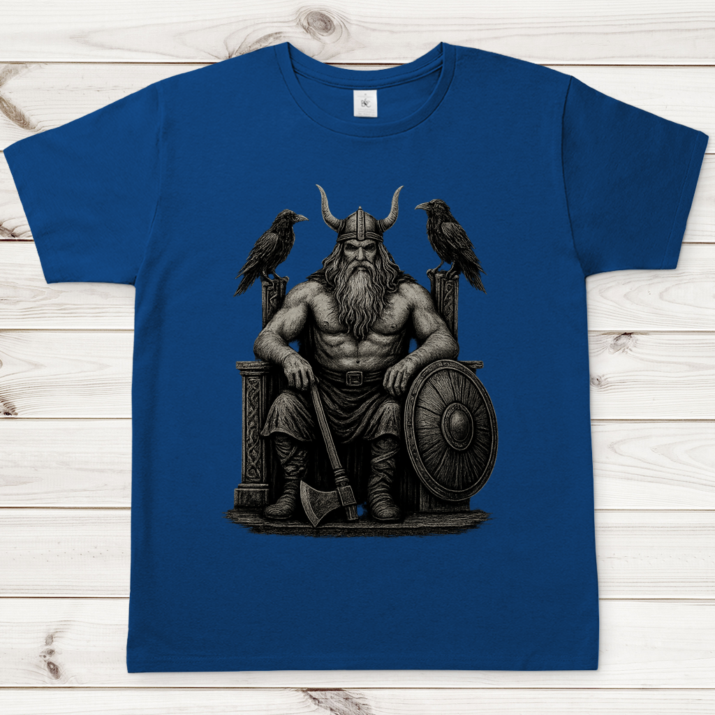 Herren T-Shirt Odin auf seinem steinernen Thron