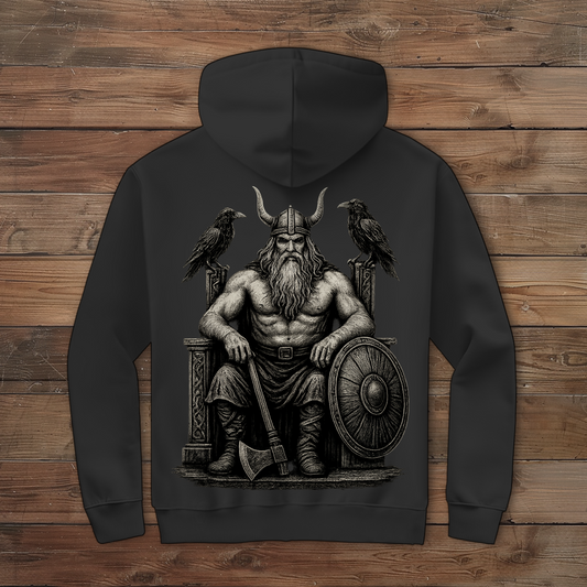 Herren Zipper Hoodie Odin auf seinem steinernen Thron