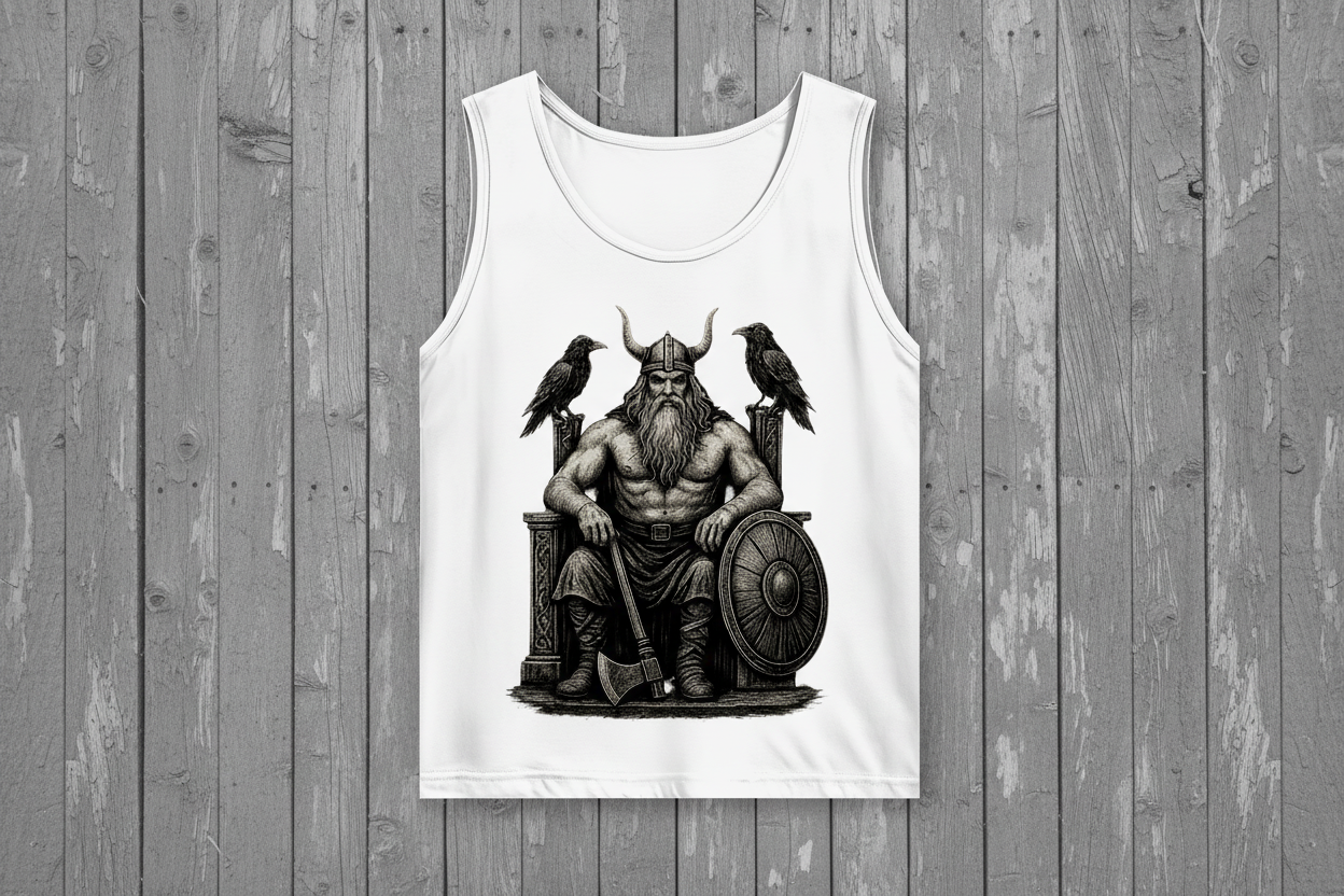 Herren Basic Tank Top Odin auf seinem steinernen Thron
