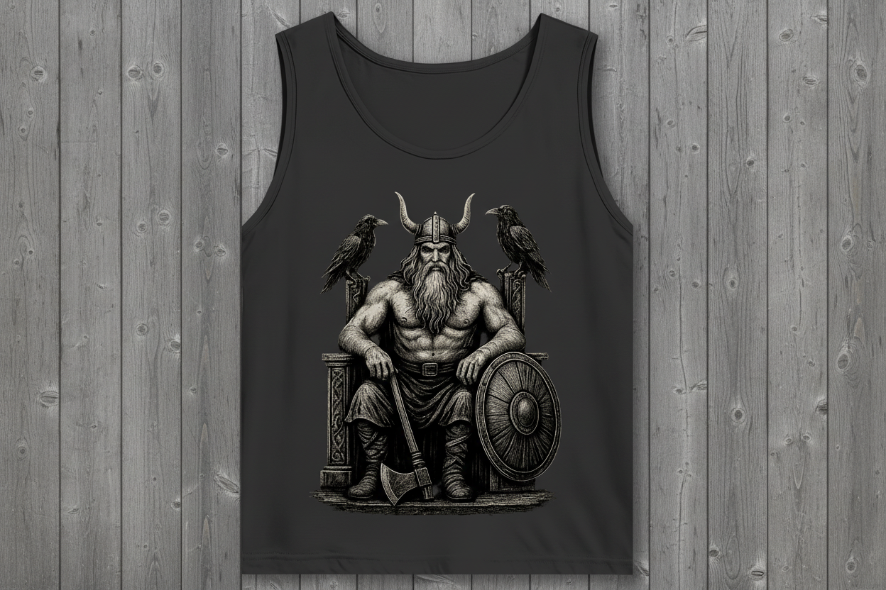 Herren Basic Tank Top Odin auf seinem steinernen Thron