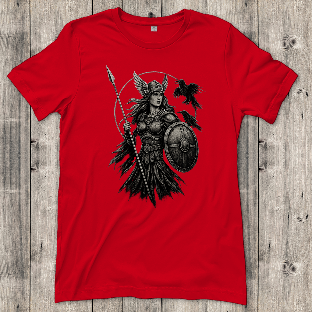 Damen T-Shirt Valkyrie mit Raben im Detail