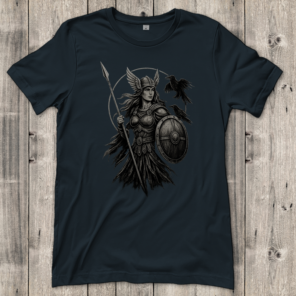Damen T-Shirt Valkyrie mit Raben im Detail