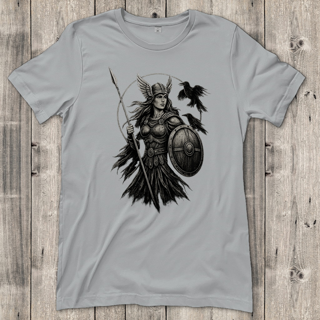Damen T-Shirt Valkyrie mit Raben im Detail