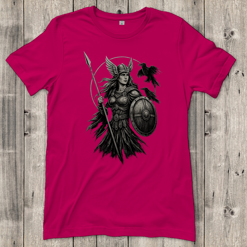 Damen T-Shirt Valkyrie mit Raben im Detail