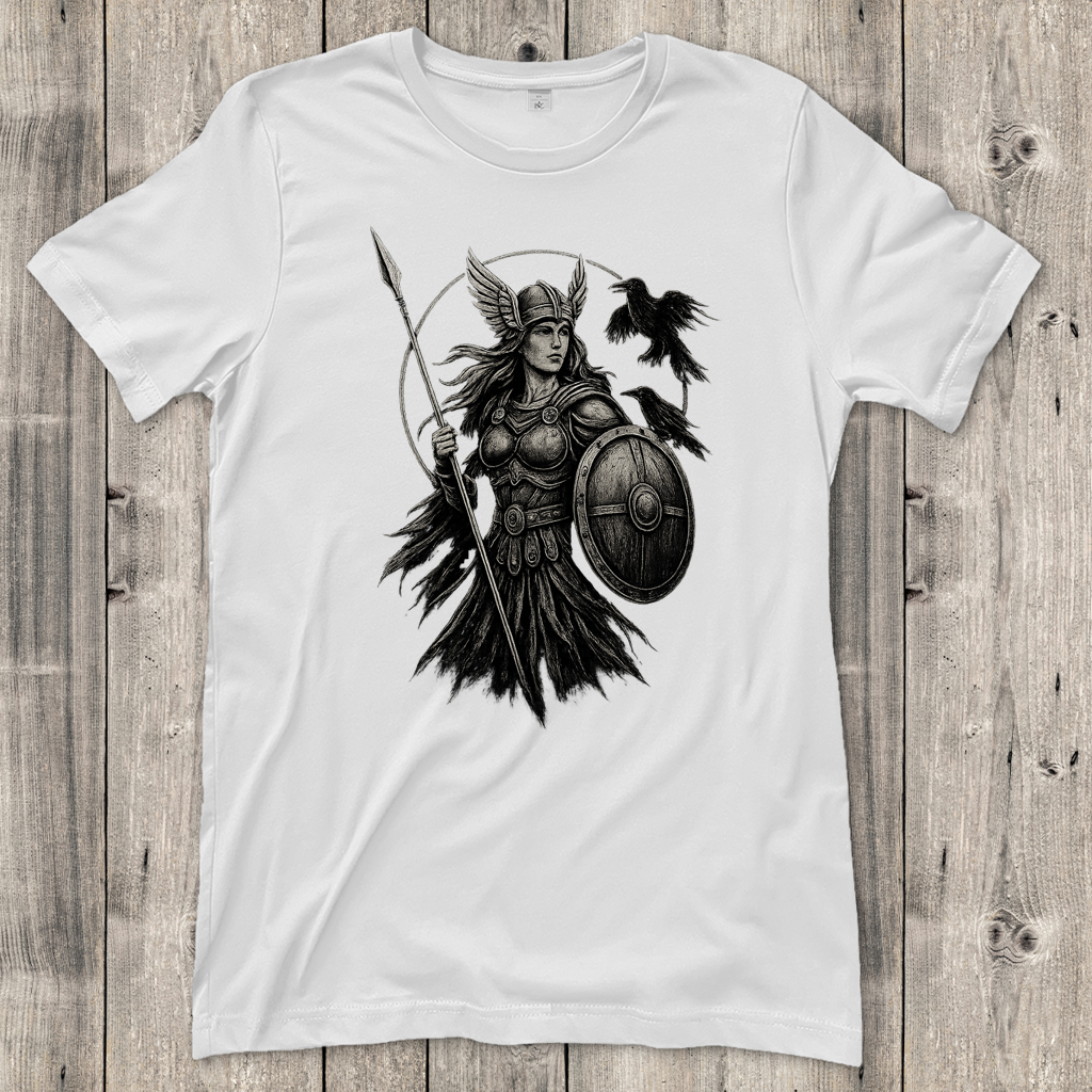 Damen T-Shirt Valkyrie mit Raben im Detail