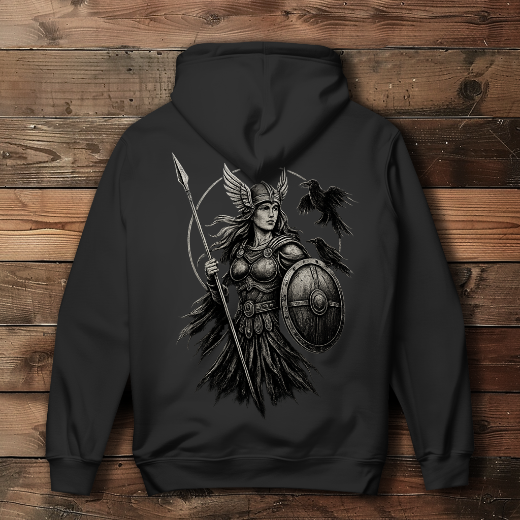 Damen Hoodie Valkyrie mit Raben im Detail