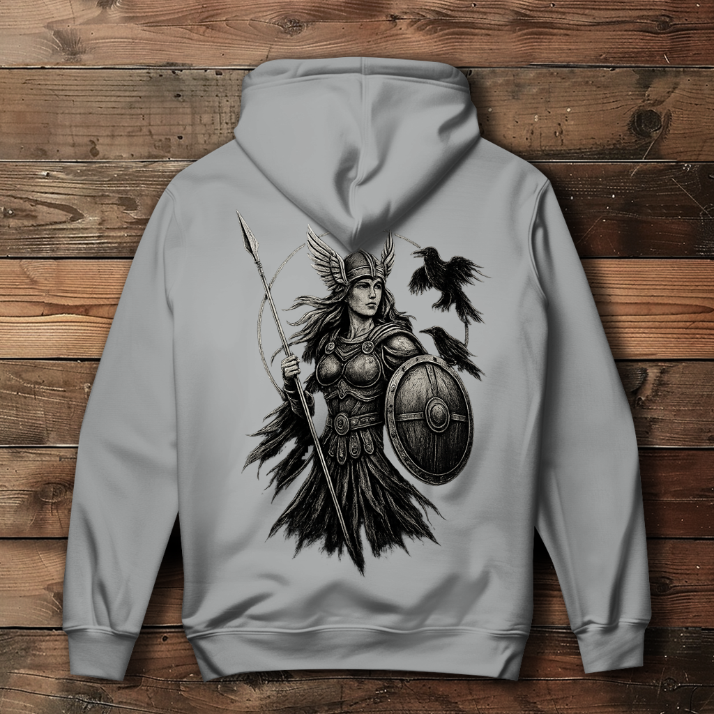 Damen Hoodie Valkyrie mit Raben im Detail
