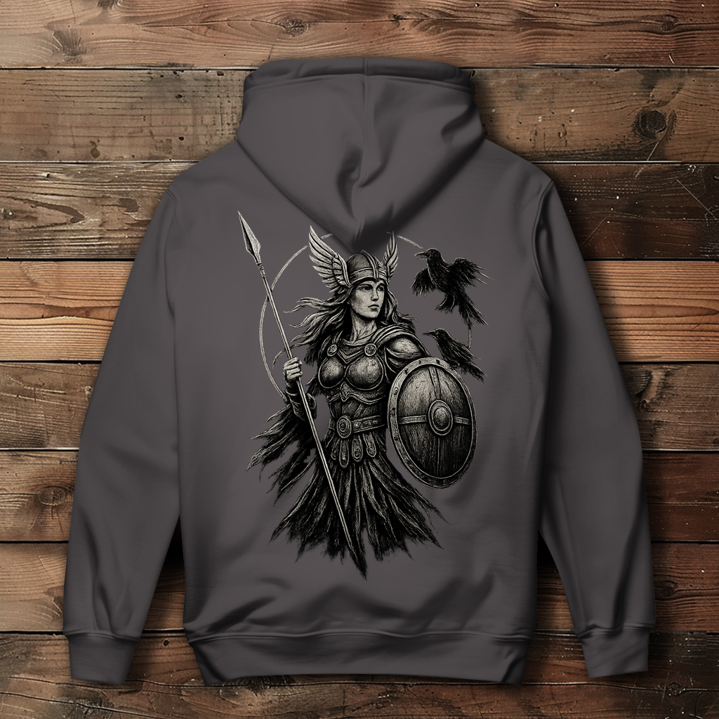 Damen Hoodie Valkyrie mit Raben im Detail