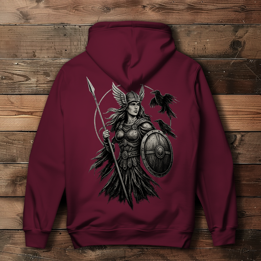 Damen Hoodie Valkyrie mit Raben im Detail