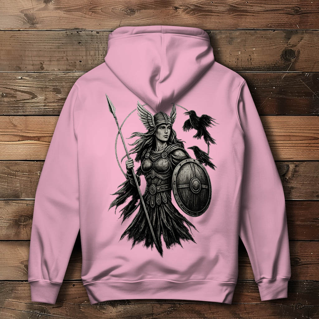 Damen Hoodie Valkyrie mit Raben im Detail