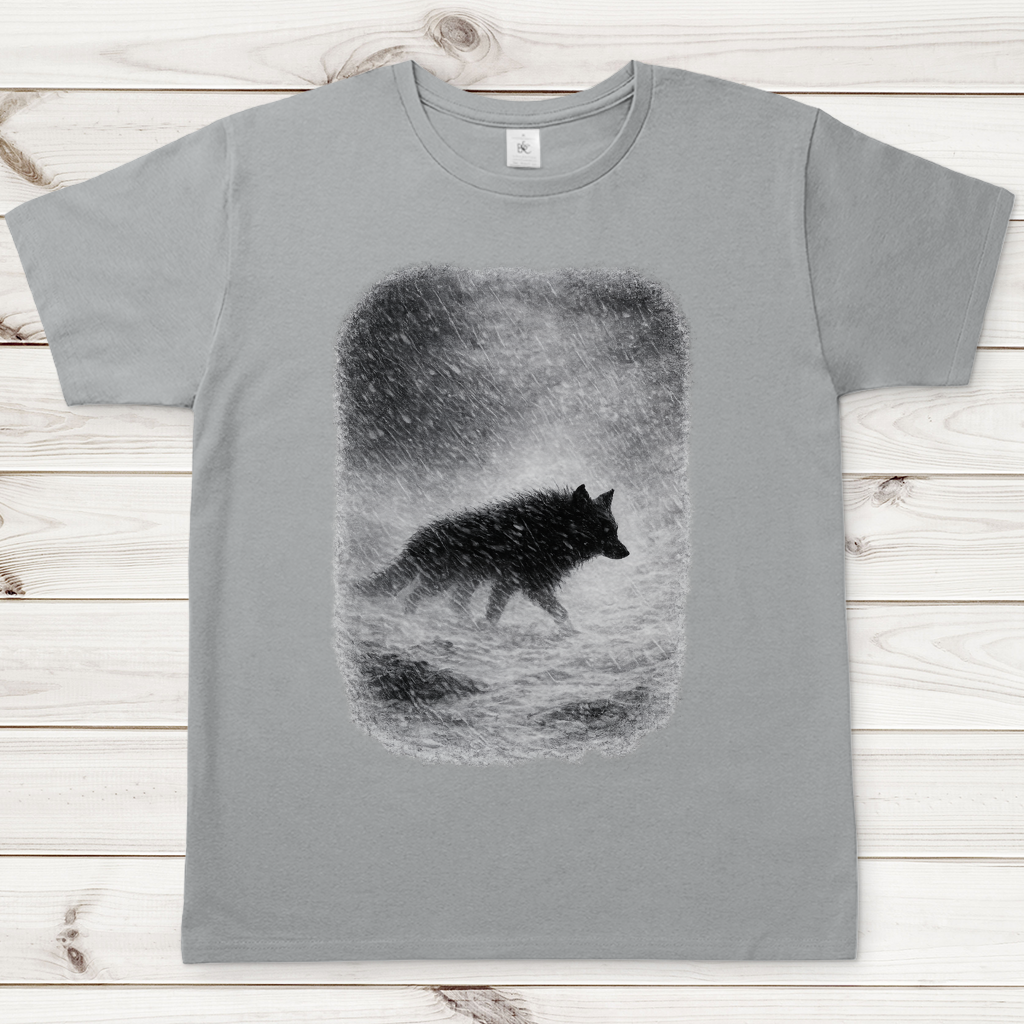 Herren T-Shirt Wolf im Schneesturm