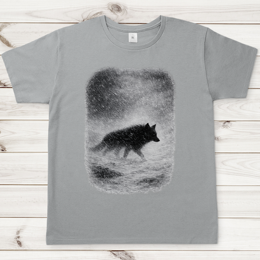 Herren T-Shirt Wolf im Schneesturm