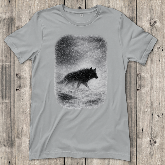 Damen T-Shirt Wolf im Schneesturm