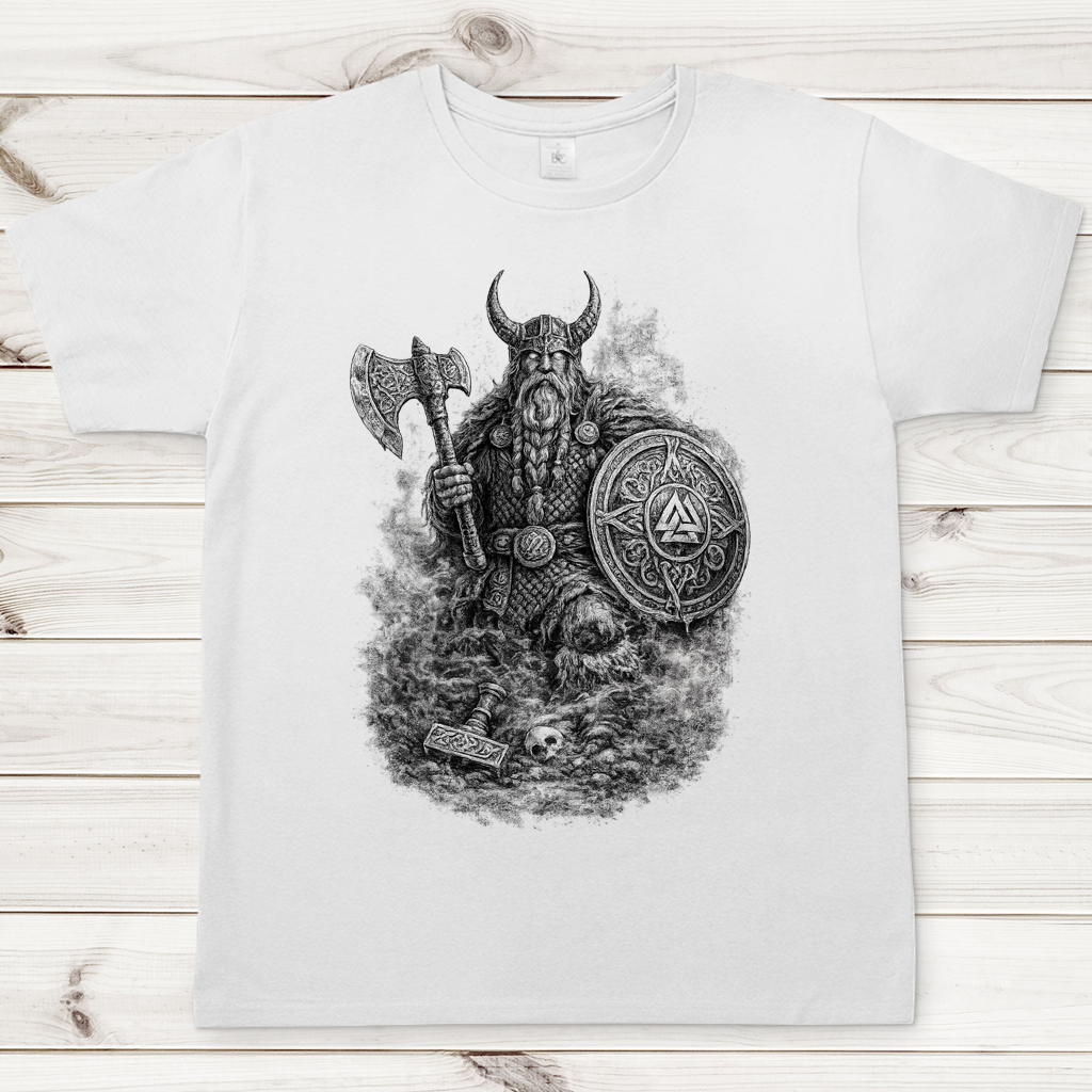 Herren T-Shirt Viking Krieger im Nebel