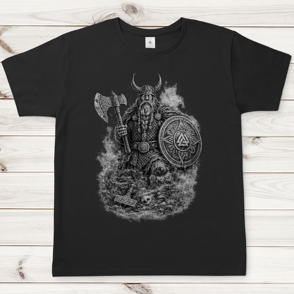 Herren T-Shirt Viking Krieger im Nebel