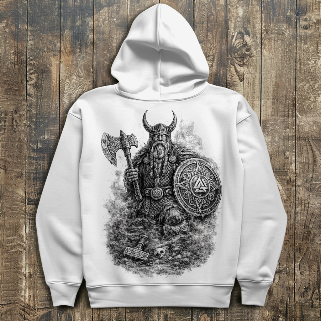 Herren Hoodie Viking Krieger im Nebel