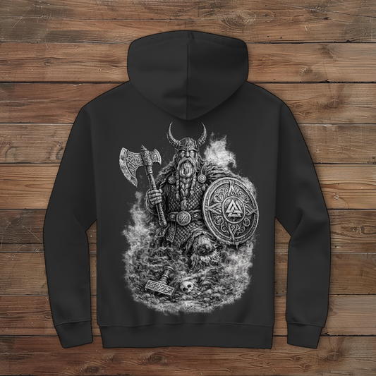 Herren Zipper Hoodie Viking Krieger im Nebel