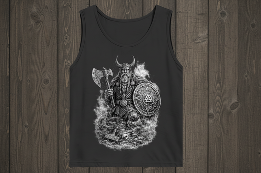 Herren Basic Tank Top Viking Krieger im Nebel