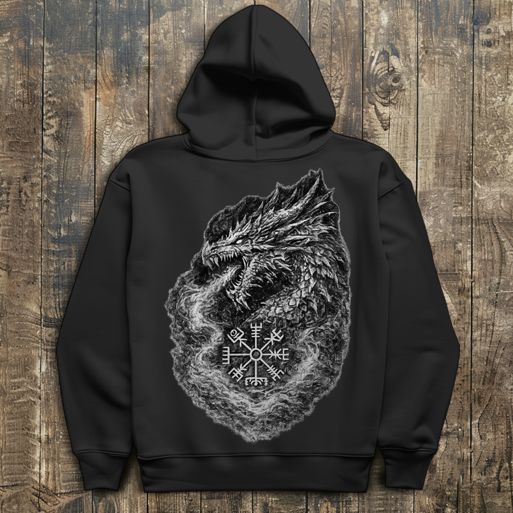 Herren Hoodie Drachenzeichnung
