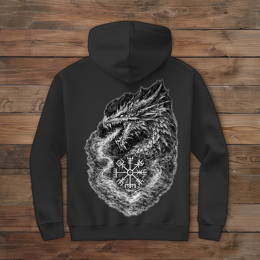 Herren Zipper Hoodie Drachenzeichnung