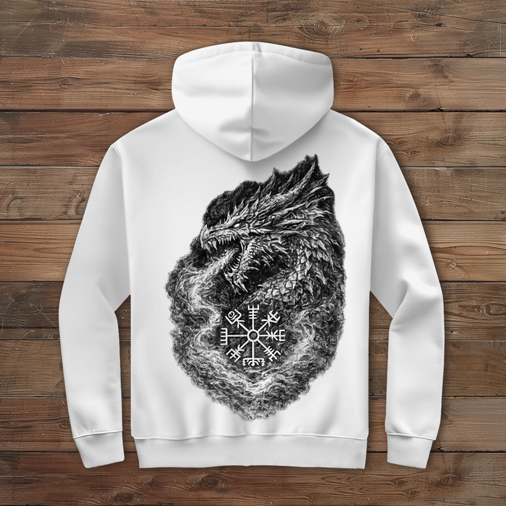 Herren Zipper Hoodie Drachenzeichnung