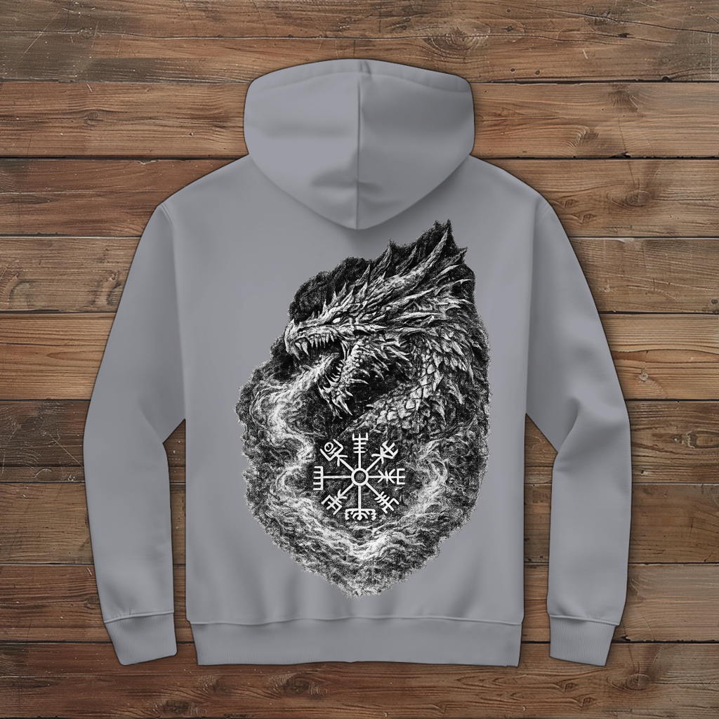 Herren Zipper Hoodie Drachenzeichnung