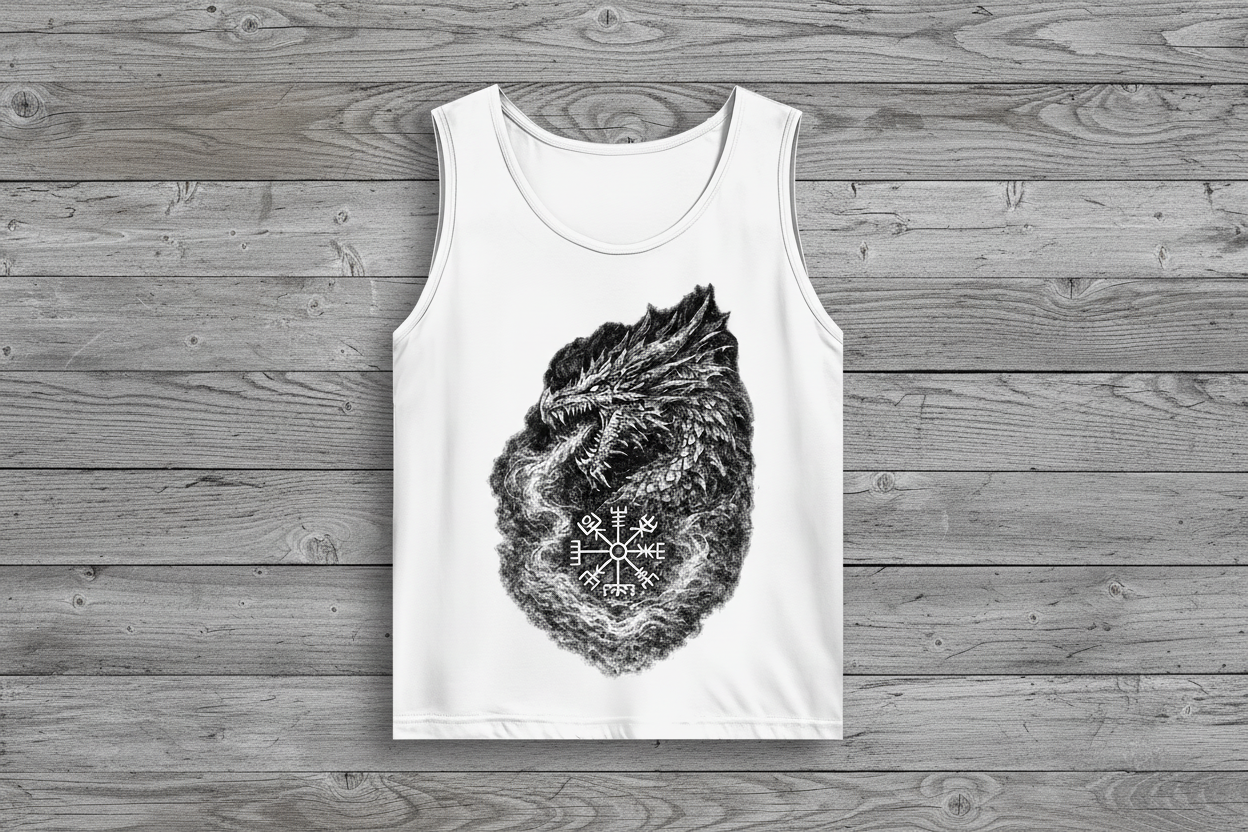 Herren Basic Tank Top Drachenzeichnung