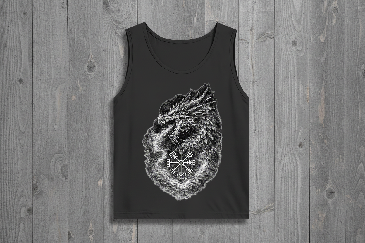 Herren Basic Tank Top Drachenzeichnung