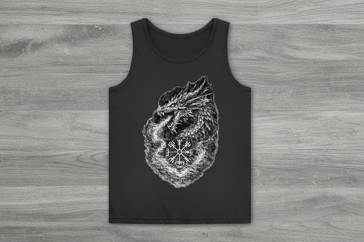 Damen Basic Tank Top Drachenzeichnung