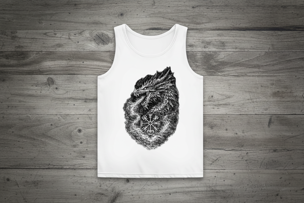 Damen Basic Tank Top Drachenzeichnung