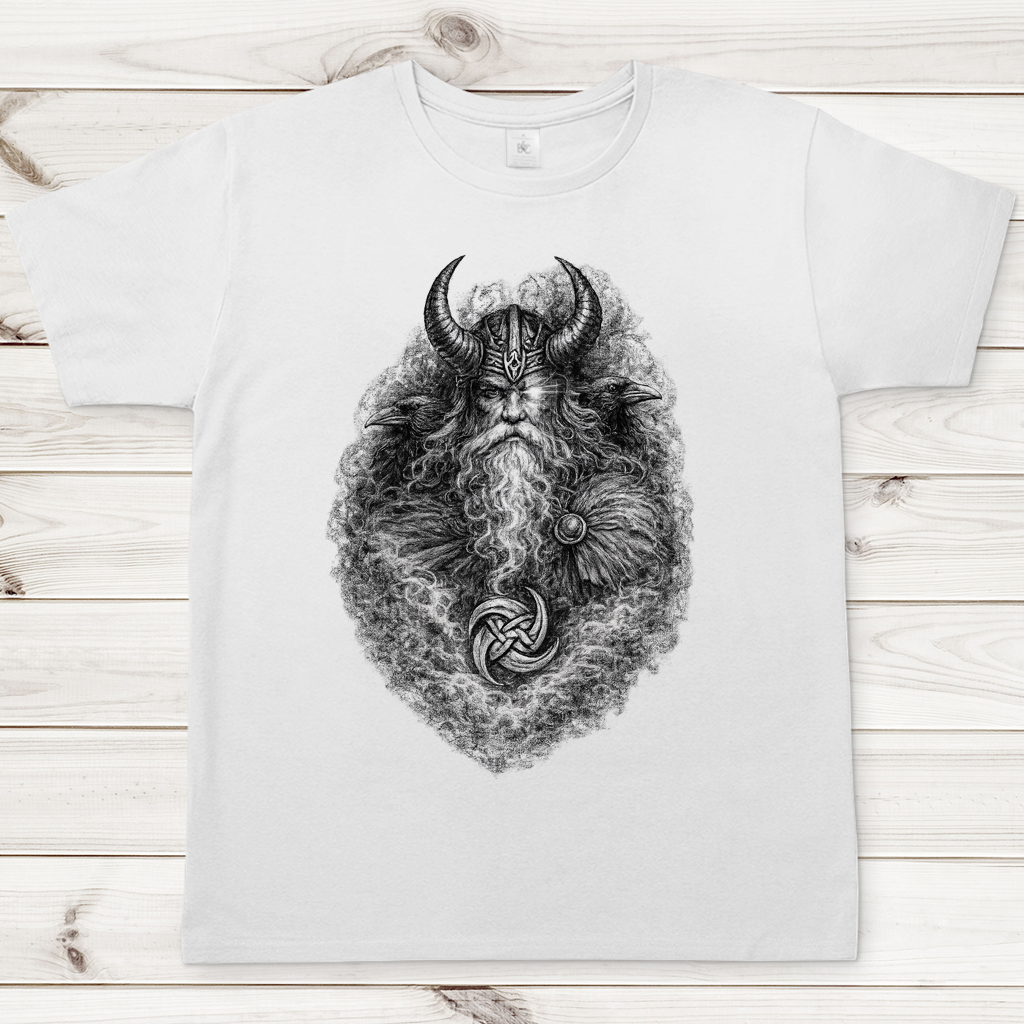Herren T-Shirt Odin mit Ravnen und Valknut