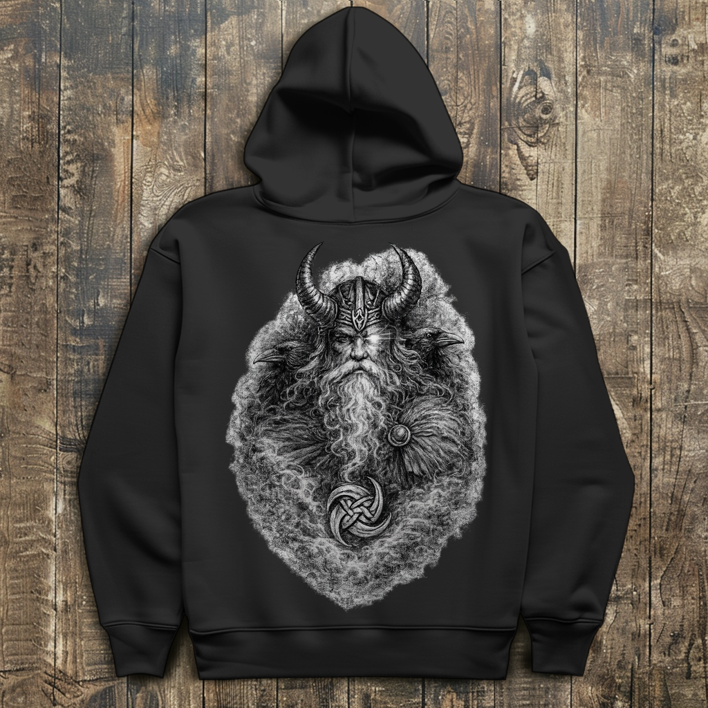 Herren Hoodie Odin mit Ravnen und Valknut