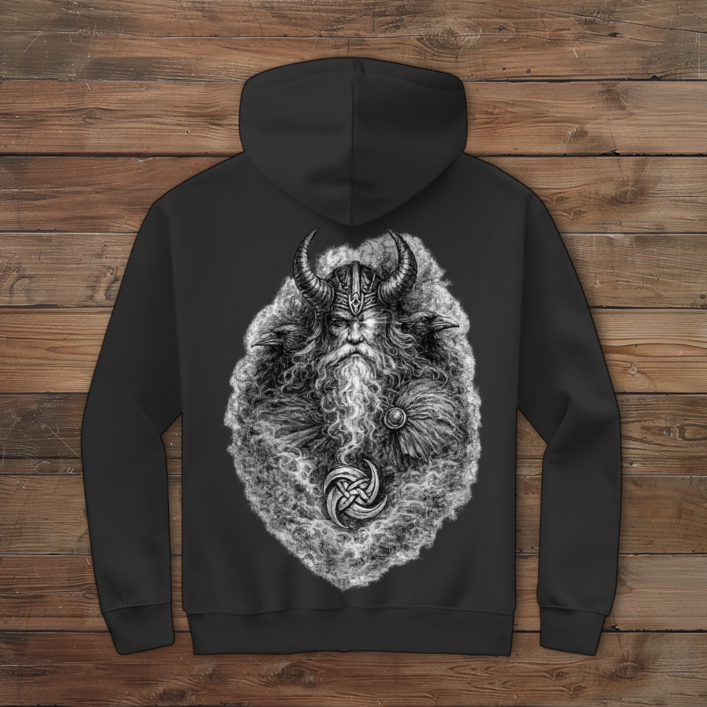 Herren Zipper Hoodie Odin mit Ravnen und Valknut