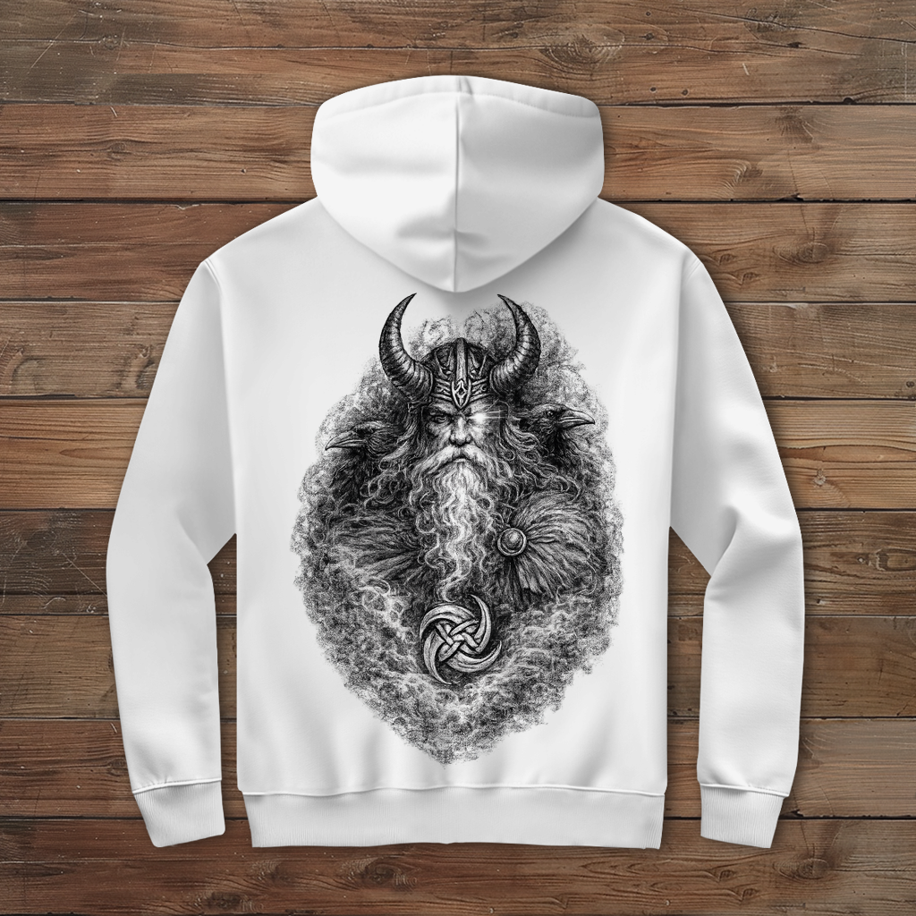Herren Zipper Hoodie Odin mit Ravnen und Valknut