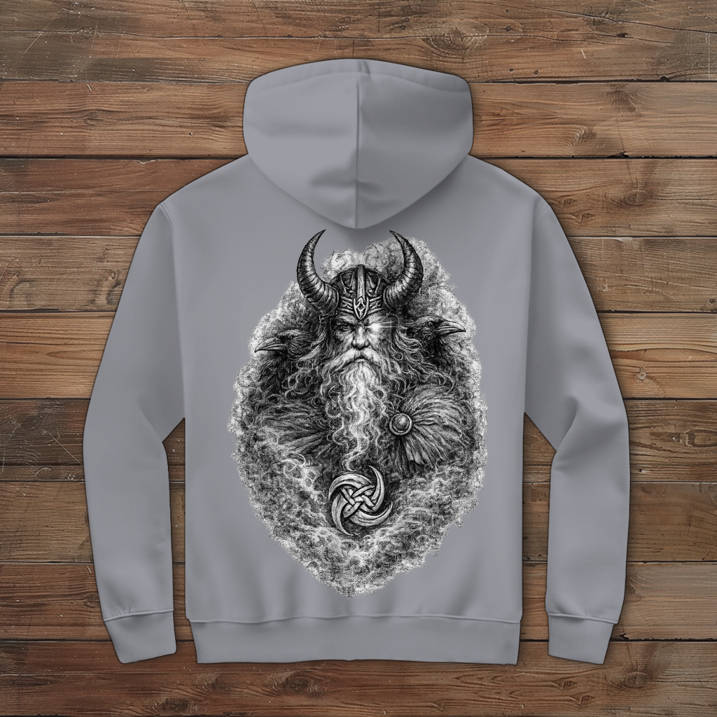 Herren Zipper Hoodie Odin mit Ravnen und Valknut