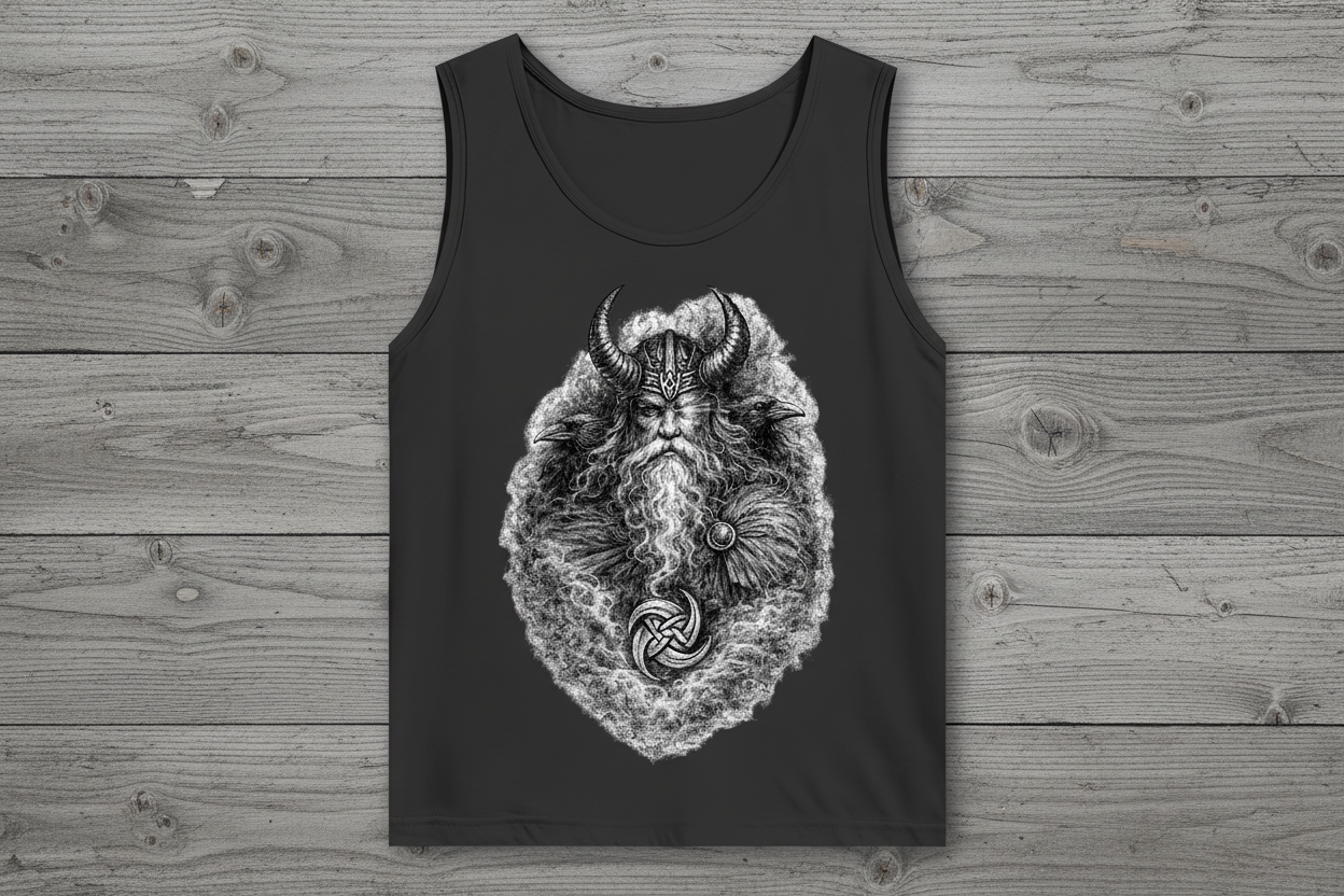 Herren Basic Tank Top Odin mit Ravnen und Valknut