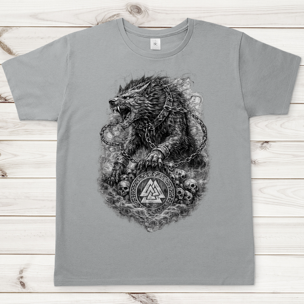 Herren T-Shirt Wolf mit Fenrir