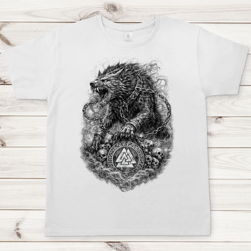 Herren T-Shirt Wolf mit Fenrir