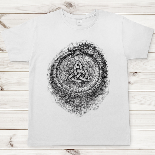 Herren T-Shirt Drachenouroboros mit Triquetra-Symbol