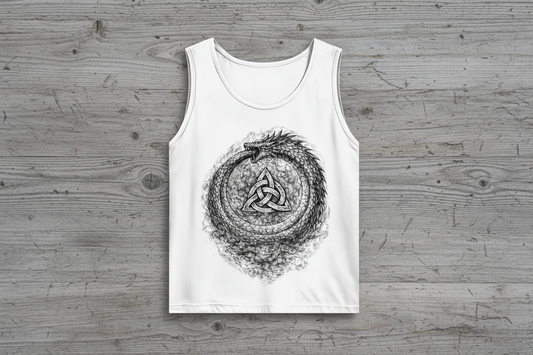 Herren Basic Tank Top Drachenouroboros mit Triquetra-Symbol