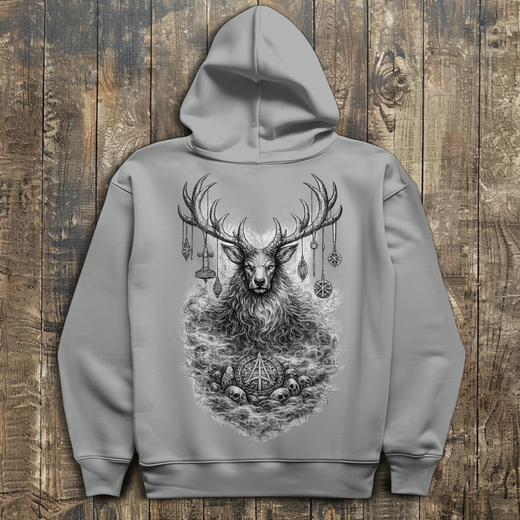 Herren Hoodie Majestätischer Hirsch mit nordischen Talismanen