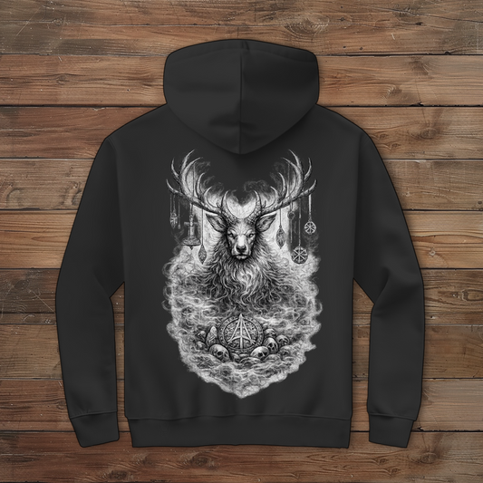 Herren Zipper Hoodie Majestätischer Hirsch mit nordischen Talismanen
